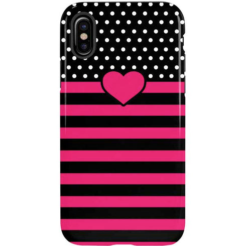 Polka Dots and Stripes Heart in Pink iPhone XS Pro Case