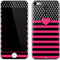 Polka Dots and Stripes Heart in Pink Apple iPod Skin