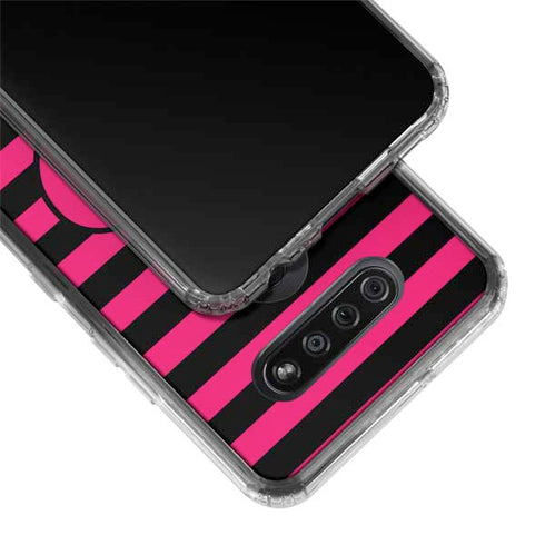 Polka Dots and Stripes Heart in Pink LG K51/Q51 Clear Case