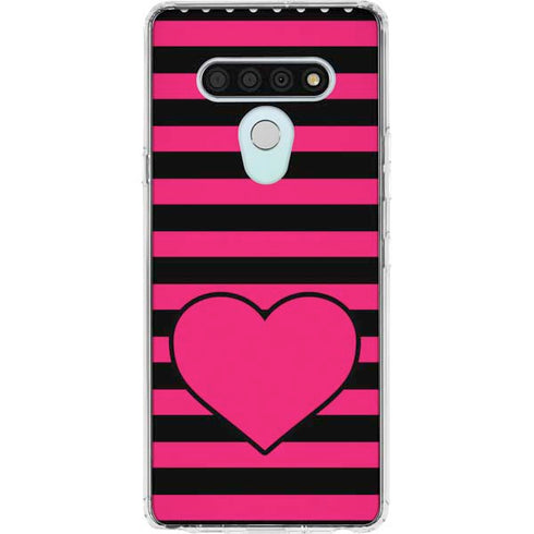 Polka Dots and Stripes Heart in Pink LG Stylo 6 Clear Case