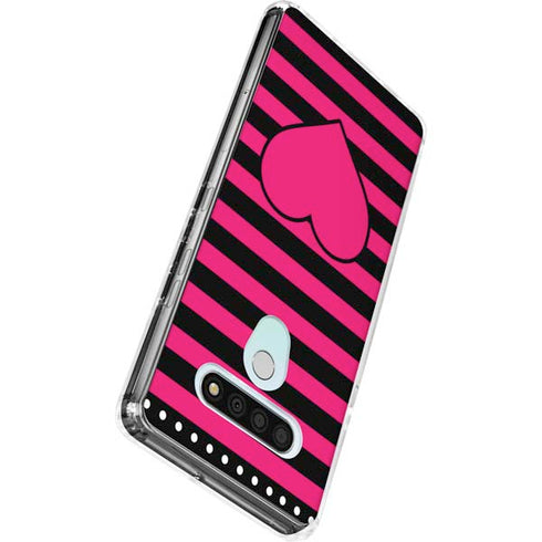 Polka Dots and Stripes Heart in Pink LG Stylo 6 Clear Case