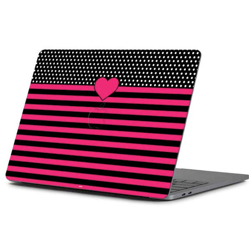 Polka Dots and Stripes Heart in Pink Apple MacBook Pro 13-inch Skin