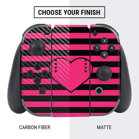 Polka Dots and Stripes Heart in Pink Nintendo Switch Bundle Skin