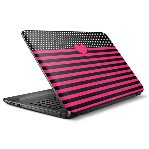 Polka Dots and Stripes Heart in Pink HP Notebook Skin
