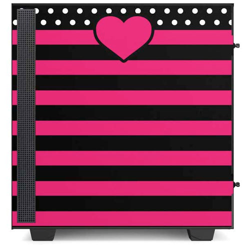 Polka Dots and Stripes Heart in Pink NZXT H510 Compact ATX Mid-Tower Case Skin