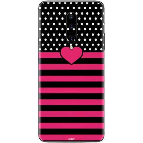 Polka Dots and Stripes Heart in Pink OnePlus 7 Pro Skin