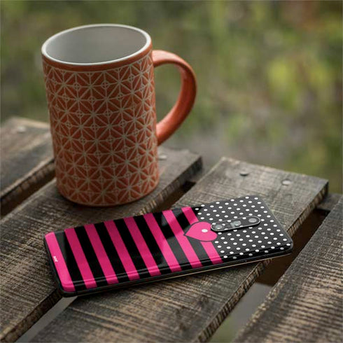 Polka Dots and Stripes Heart in Pink OnePlus 7 Pro Skin