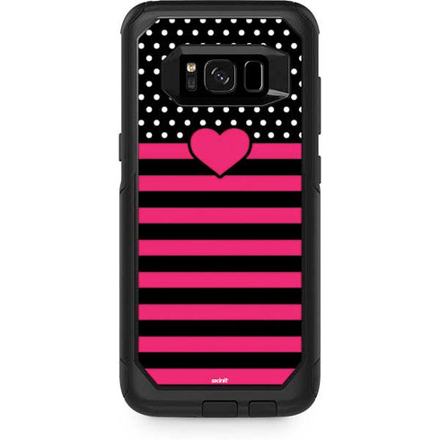 Polka Dots and Stripes Heart in Pink Otterbox Commuter Galaxy Skin