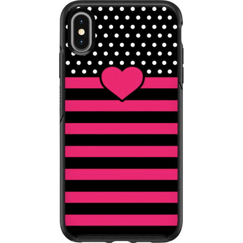 Polka Dots and Stripes Heart in Pink Otterbox Symmetry iPhone Skin