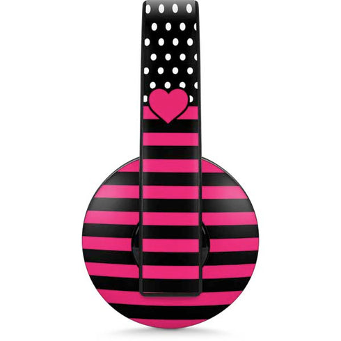 Polka Dots and Stripes Heart in Pink PlayStation 4 Gold Wireless Headset Skin