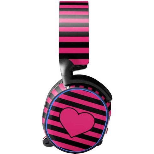 Polka Dots and Stripes Heart in Pink SteelSeries Arctis 3 Skin
