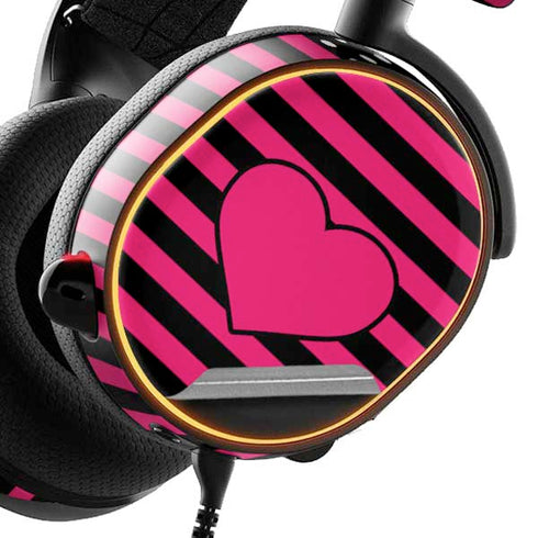 Polka Dots and Stripes Heart in Pink SteelSeries Arctis 3 Skin