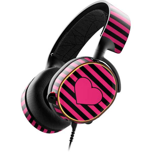 Polka Dots and Stripes Heart in Pink SteelSeries Arctis 5 Skin