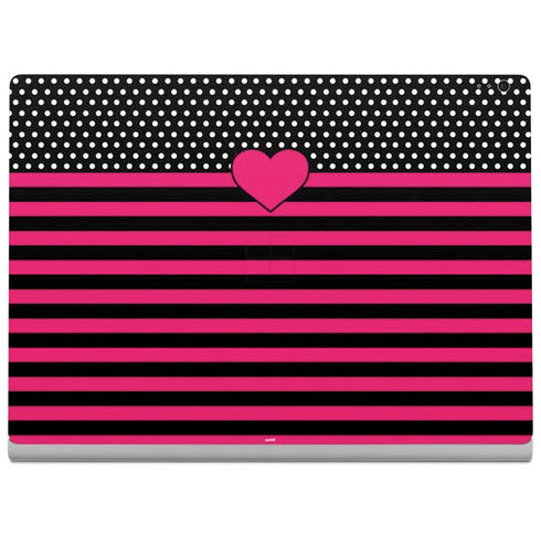 Polka Dots and Stripes Heart in Pink Surface Book 2 13.5in Skin