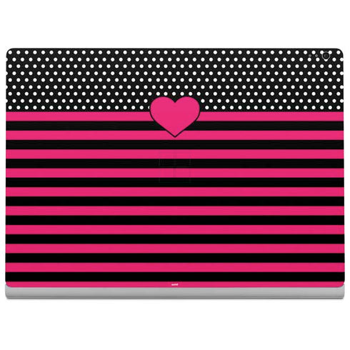 Polka Dots and Stripes Heart in Pink Surface Book 2 15in Skin