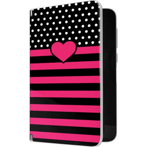 Polka Dots and Stripes Heart in Pink Surface Duo Skin