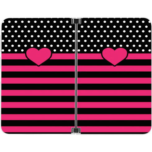 Polka Dots and Stripes Heart in Pink Surface Duo Skin