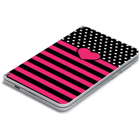 Polka Dots and Stripes Heart in Pink Surface Duo Skin