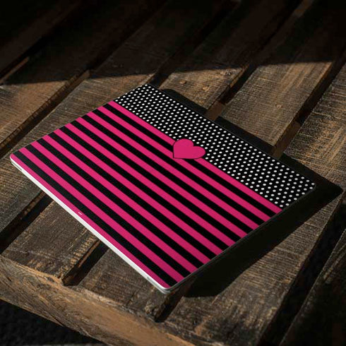 Polka Dots and Stripes Heart in Pink Surface Laptop 2 Skin