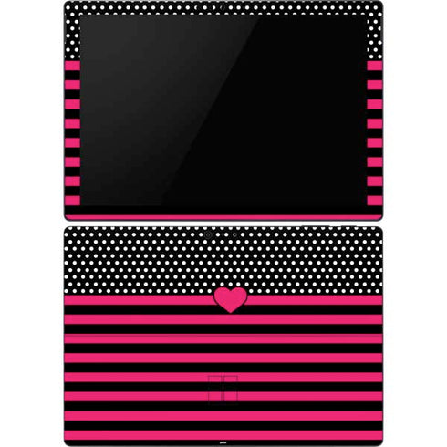 Polka Dots and Stripes Heart in Pink Surface Pro 6 Skin