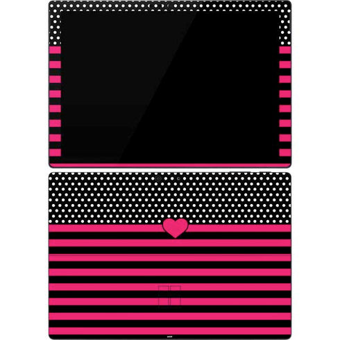 Polka Dots and Stripes Heart in Pink Surface Pro 7 Skin