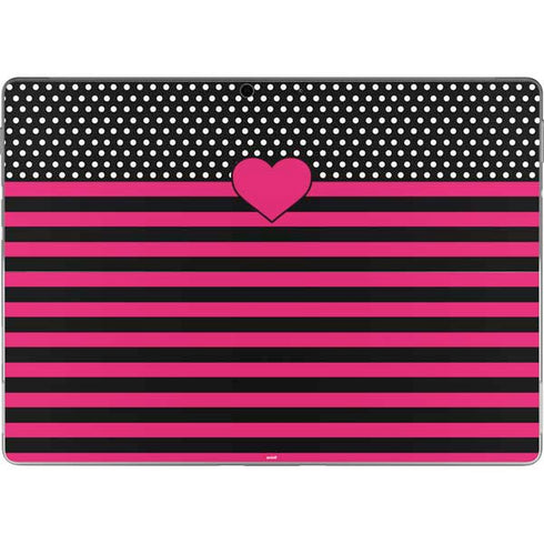 Polka Dots and Stripes Heart in Pink Surface Pro 9 Skin