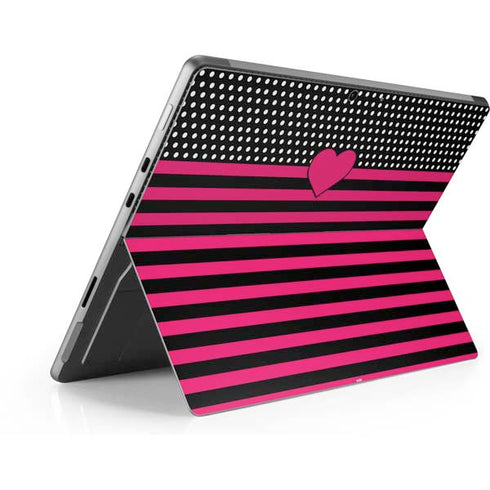 Polka Dots and Stripes Heart in Pink Surface Pro 9 Skin