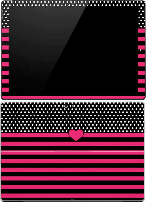 Polka Dots and Stripes Heart in Pink Surface Pro (2017) Skin