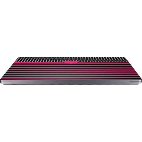 Polka Dots and Stripes Heart in Pink Universal Laptop 11in (8.8 x 6.2in) Skin