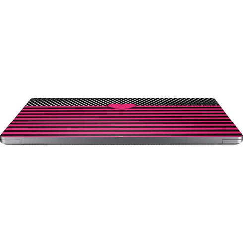 Polka Dots and Stripes Heart in Pink Universal Laptop 13in (10.6 x 7.6in) Skin
