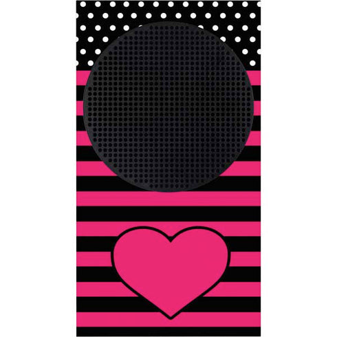 Polka Dots and Stripes Heart in Pink Xbox Series S Console Skin
