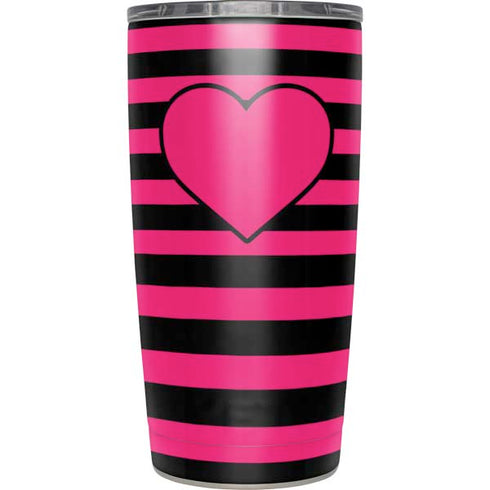 Polka Dots and Stripes Heart in Pink Yeti 20oz Tumbler Skin