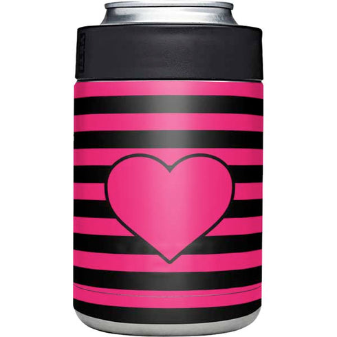 Polka Dots and Stripes Heart in Pink Yeti Colster Can Insulator Skin