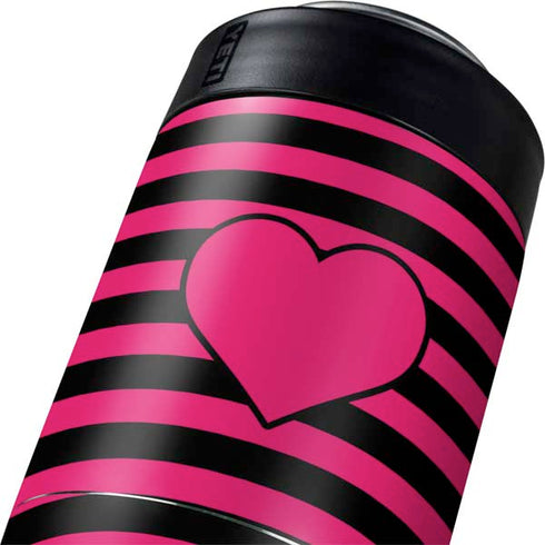 Polka Dots and Stripes Heart in Pink Yeti Colster Can Insulator Skin