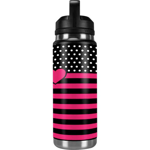 Polka Dots and Stripes Heart in Pink YETI Rambler 26oz Bottle Skin