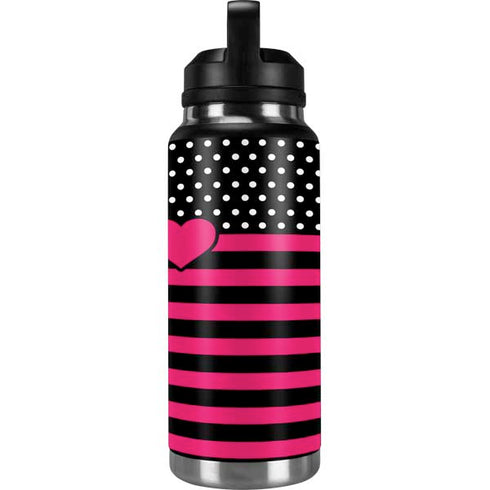Polka Dots and Stripes Heart in Pink YETI Rambler 36oz Bottle Skin