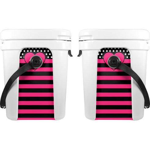 Polka Dots and Stripes Heart in Pink YETI Roadie 24 Hard Cooler Skin