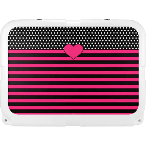 Polka Dots and Stripes Heart in Pink YETI Tundra 35 Hard Cooler Skin
