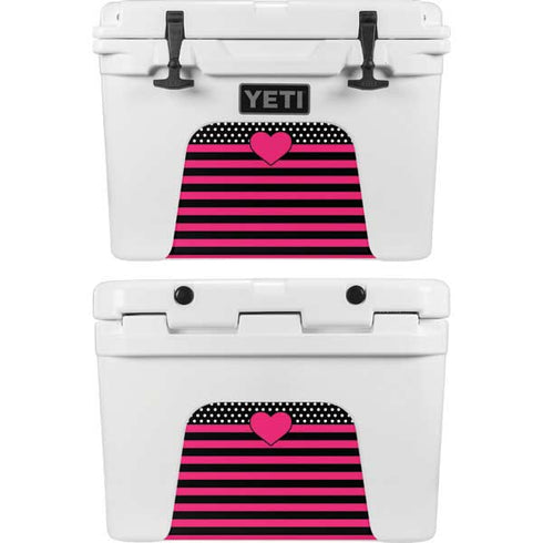 Polka Dots and Stripes Heart in Pink YETI Tundra 35 Hard Cooler Skin