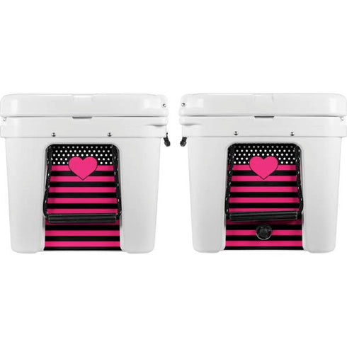 Polka Dots and Stripes Heart in Pink YETI Tundra 75 Hard Cooler Skin