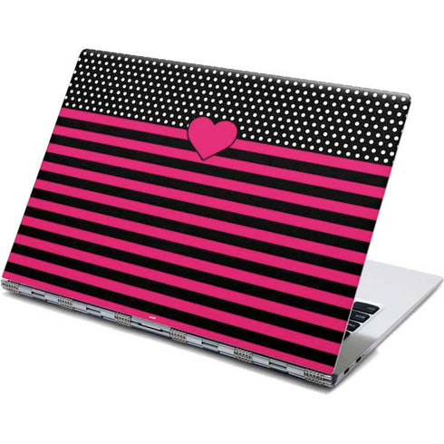 Polka Dots and Stripes Heart in Pink Yoga 910 2-in-1 14in Touch-Screen Skin