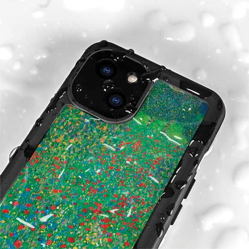 Poppy Field by Gustav Klimt iPhone 15 Waterproof Case