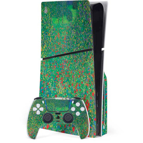 Poppy Field by Gustav Klimt PS5 Slim Disk Bundle Skin