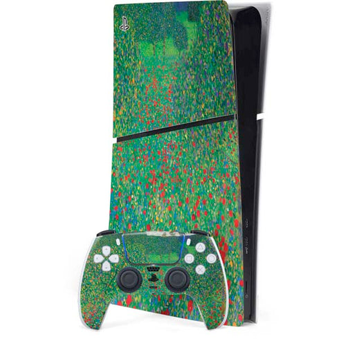 Poppy Field by Gustav Klimt PS5 Slim Digital Edition Console Skin