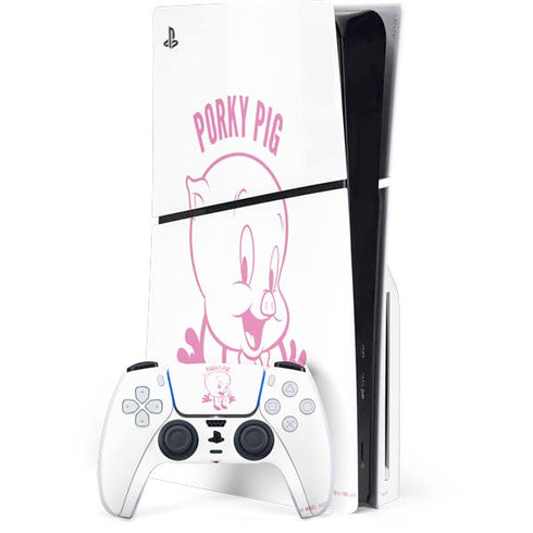 Looney Tunes Porky Pig Big Head PS5 Slim Disk Bundle Skin