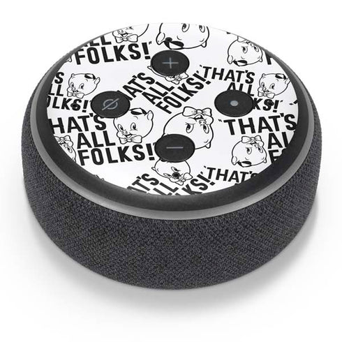 Looney Tunes Porky Pig Black and White Amazon Echo Dot Skin