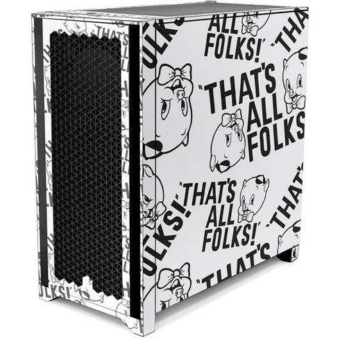 Looney Tunes Porky Pig Black and White Corsair 4000D Tempered Glass Mid-Tower ATX Case Skin