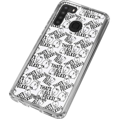 Looney Tunes Porky Pig Black and White Galaxy A21 Clear Case
