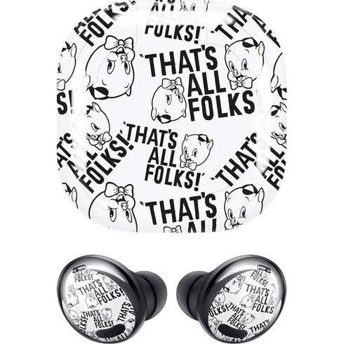 Looney Tunes Porky Pig Black and White Galaxy Buds Pro Skin