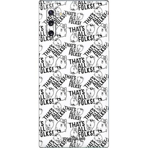Looney Tunes Porky Pig Black and White Galaxy Note 10 Skin